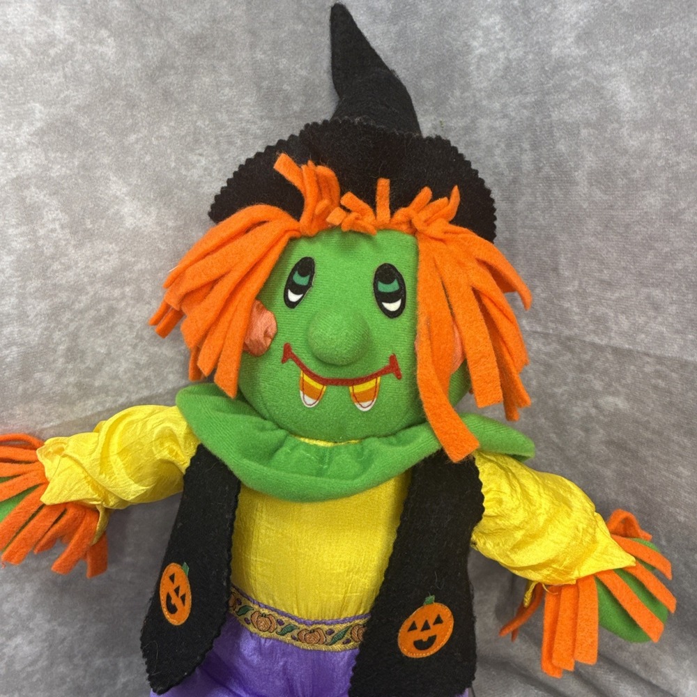 Vintage Scarecrow Plush 1993 Halloween Nylon International Silver 27" Fall Decor - Picture 2 of 14